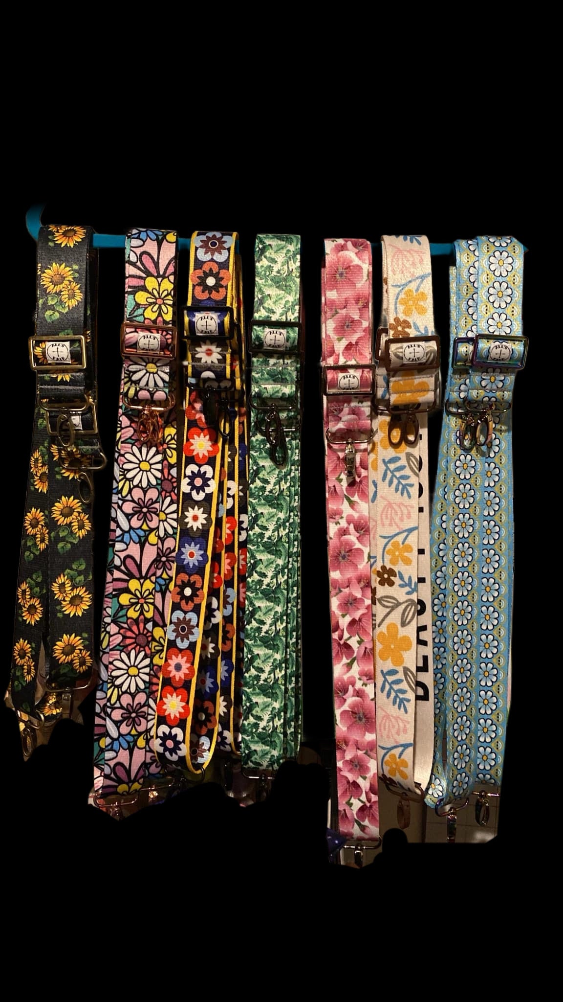 1.5” wide colorful webbing bag straps