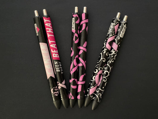 Breast cancer fabric covered Inkjoy pens