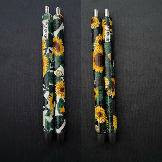 Sunflower fabric covered Inkjoy pens